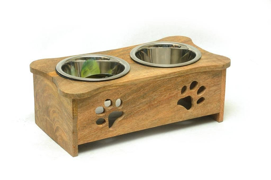 Wooden Double Diner with Paw Design
