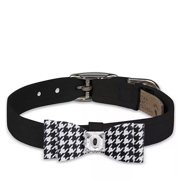 Susan Lanci Designs Black & White Houndstooth Big Bow Collar