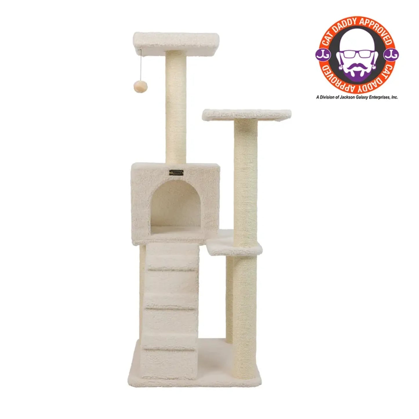 Fleece Covered 53" High Cat tree, Real Wood B5301