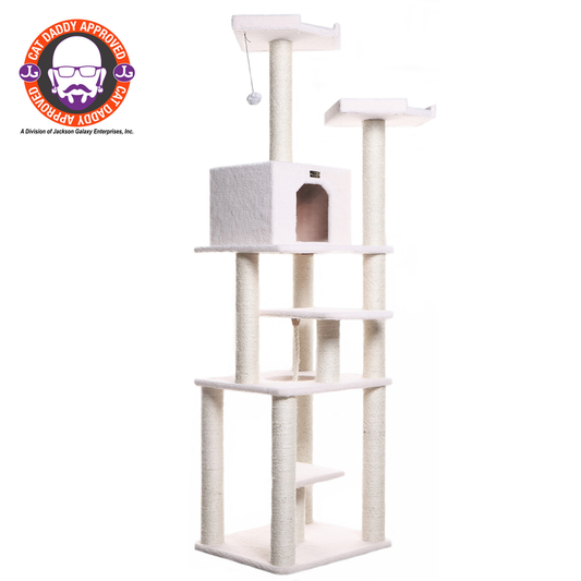 Real Wood B7801 Classic Cat Tree In Ivory 6 Levels Playhouse