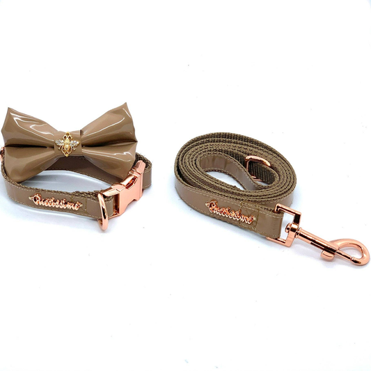 One-Click Champagne Collar, Leash & Bow tie set