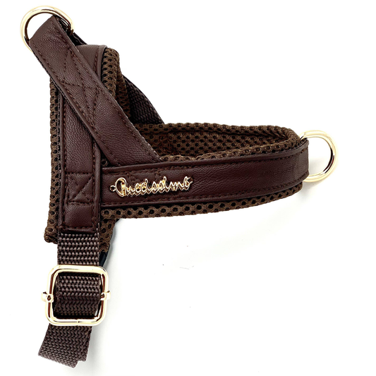 One-Click "Grizzly Brown" Leather dog harness