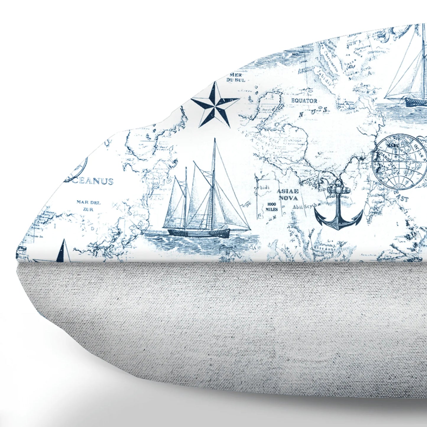 Carta Marina Light Vintage Nautical Toile Dog Cushion